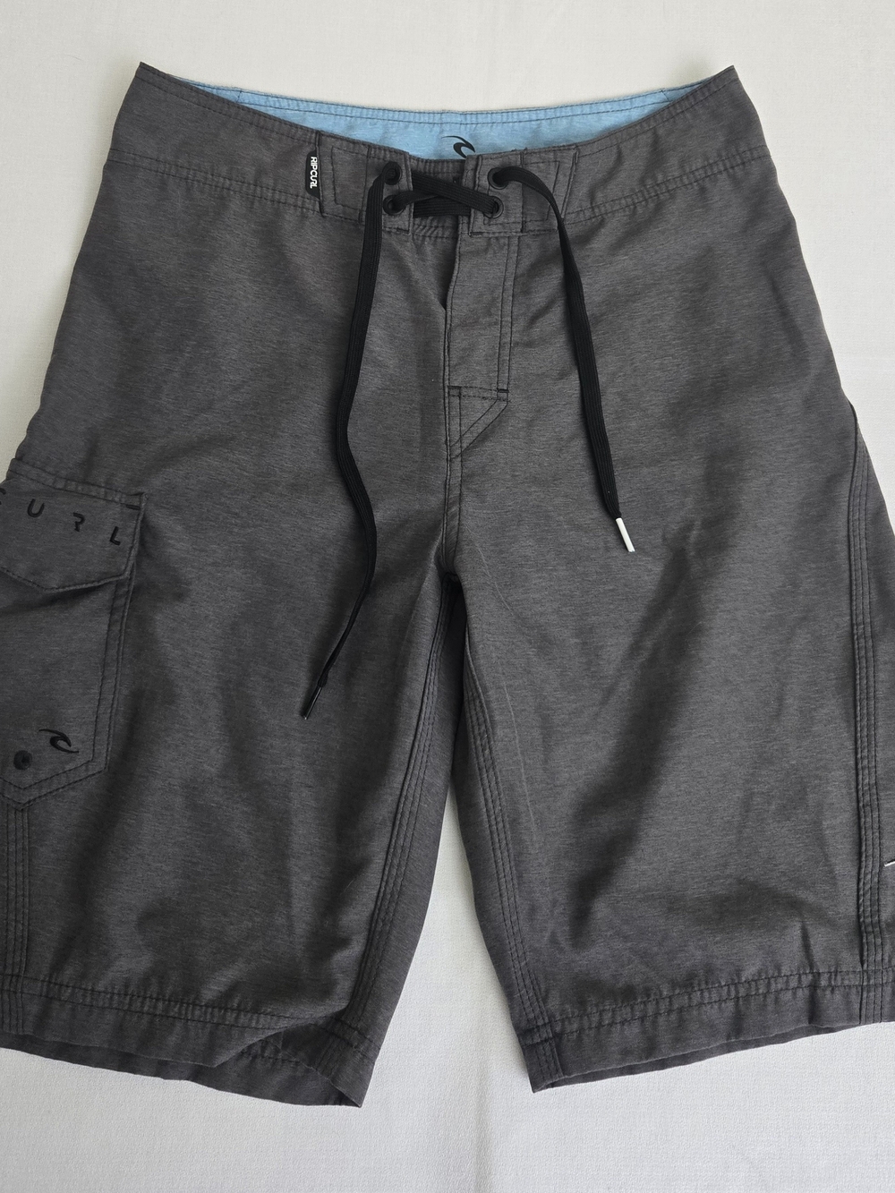 Rip Curl Men's Charcoal Cargo Boardshorts, Adjustable Waist, Size 28